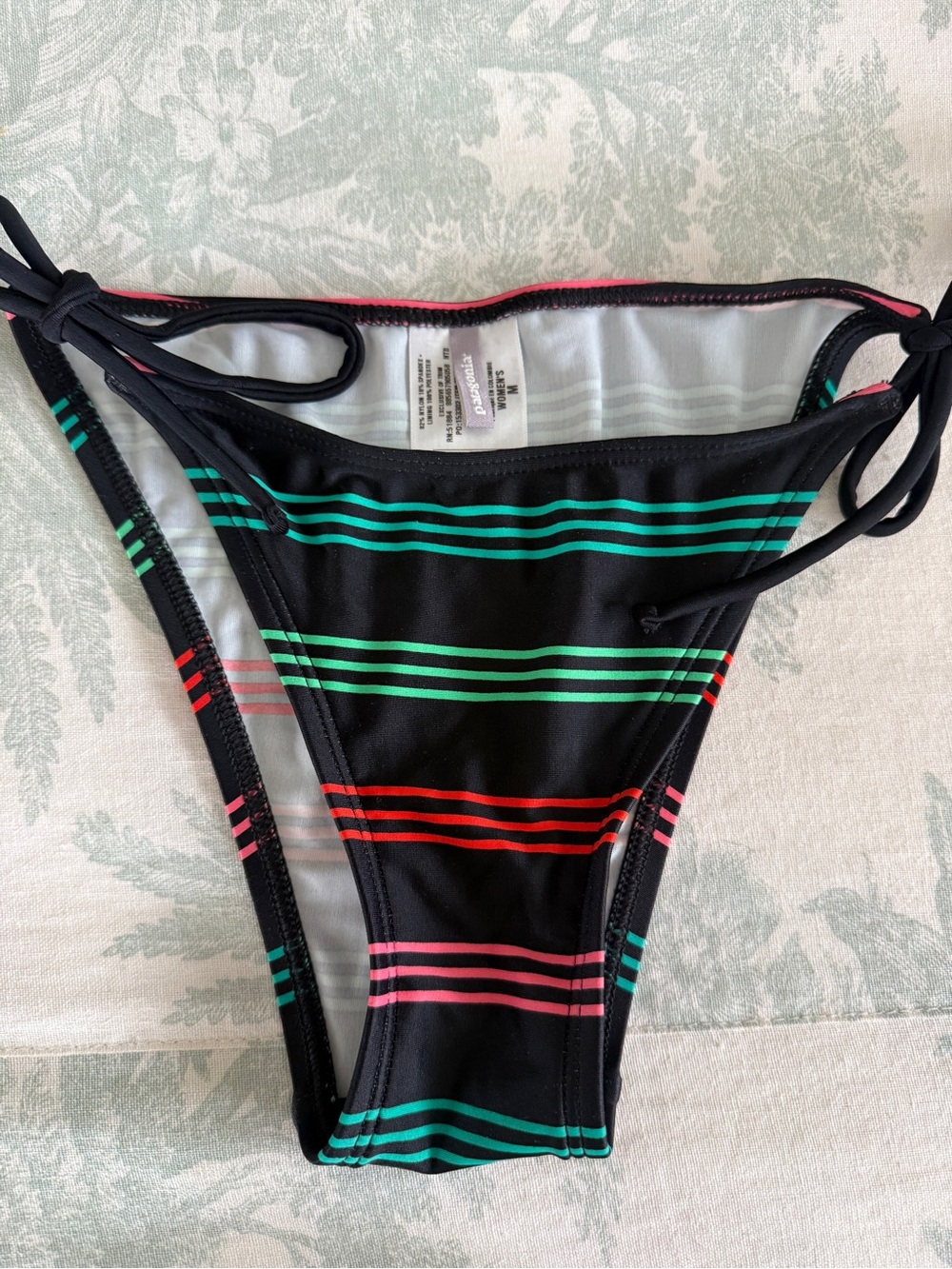 Patagonia Striped Black Tie-Side Bikini Bottoms - Multicolor Stripes